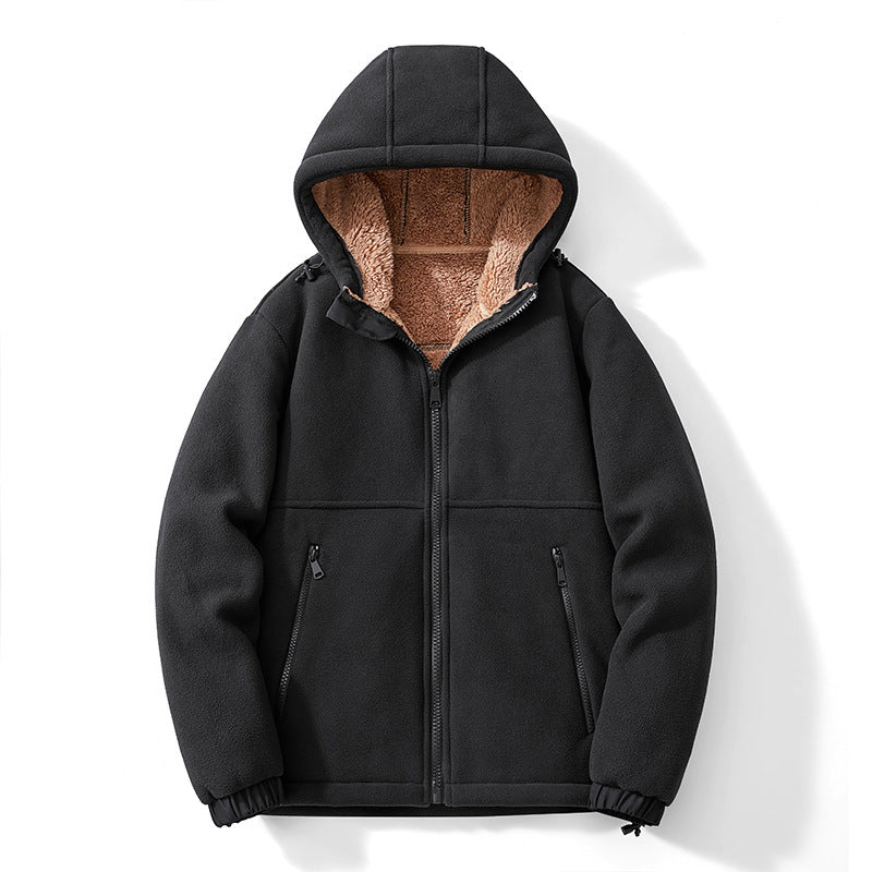 Casual Hooded Lambswool Fleece Lined Padded Warm Keeping Jacket